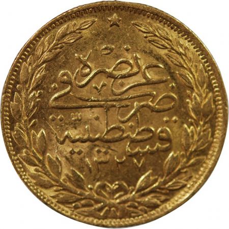 Empire Ottoman EMPIRE OTTOMAN, SULTAN MEHMED V - 100 KURUSH OR - CONSTANTINOPLE, 1327 AH / 4 (1912-1913)