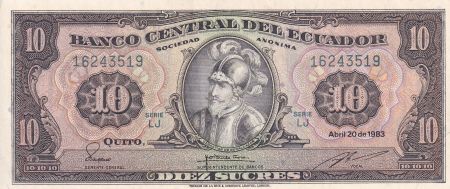 Equateur 10 Sucres - Sebastian de Benalcazar - Condor - 1983 - Série LJ - SPL+ - P.114b