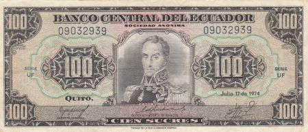 Equateur 100 Sucres 1974 - Simon Bolivar, armoiries