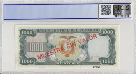 Equateur 1000 Sucres  Ruminahui  - 1976  - PCGS 65 OPQ