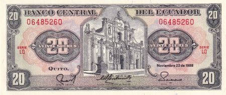 Equateur 20 Sucres  - Eglise, armoiries - 1988 - Série LQ