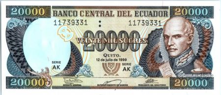 Equateur 20000 Sucres Gabriel Garcia Moreno - Armoiries - 1999