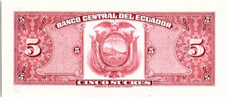 Equateur 5 Sucres - Antonio José de Sucre - Armoiries - 1973