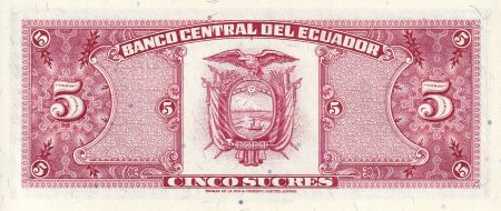 Equateur 5 Sucres - Antonio José de Sucre - Condor - 1988 - Série IA - P.113d