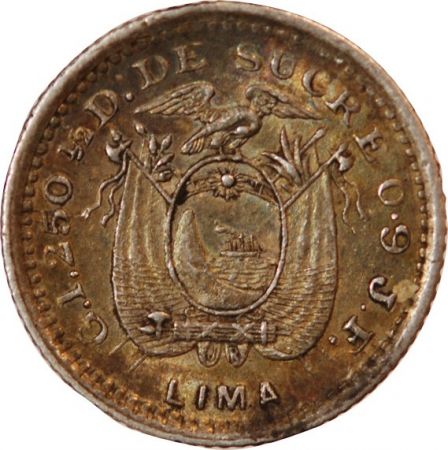 Equateur EQUATEUR - 1/2 DECIMO ARGENT 1902 LIMA