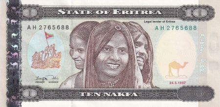 Erythrée 10 Nakfa - Trois filles - Pont - 1997 - Série AH - P.3