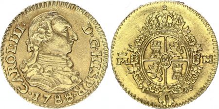 Espagne 1/2 Escudo Charles III - Armoiries 1788  M - Or