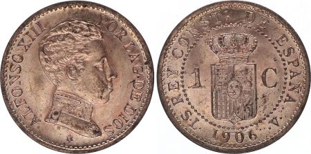 Espagne 1 centimo - Alfonso XIII  -1906 - SPL