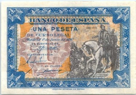 Espagne 1 Peseta Hernan Cortez à cheval - 1940