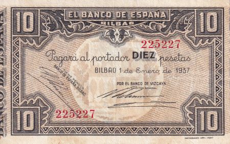 Espagne 10 Pesetas - Bilbao - 1937 - P.S562