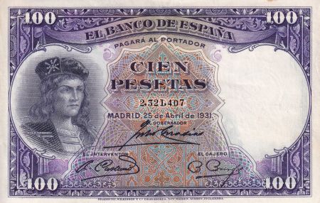 Espagne 100 Pesetas - G.F. Cordoba - 1931 - P.83