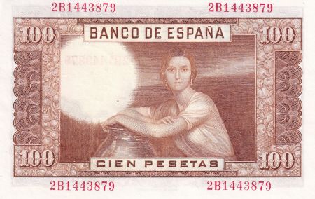 Espagne 100 Pesetas - J.R. de Torres -  1953 - Série 2B - P.145