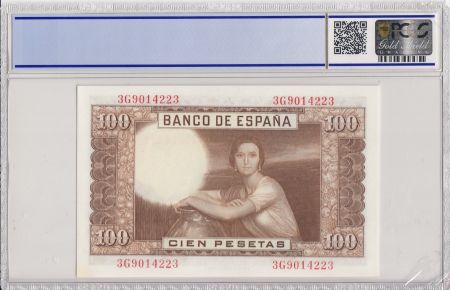 Espagne 100 Pesetas 1953 - J.R. de Torres - PCGS 67 OPQ