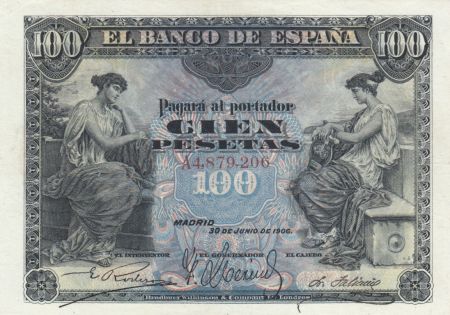 Espagne 100 Pesetas Femmes assises - 1906 Série A