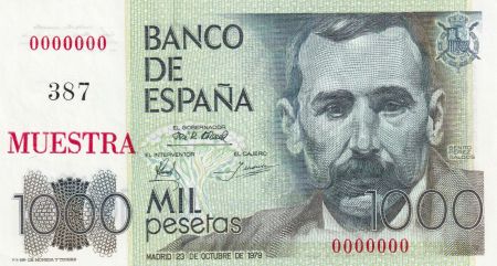 Espagne 1000 Pesetas - Benito Perez Galdos  - 1979 -  Spécimen