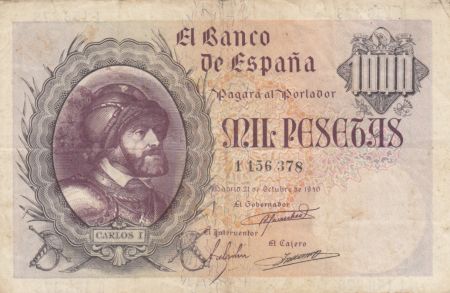 Espagne 1000 Pesetas - Carlos I - Armoiries - 1940