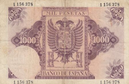 Espagne 1000 Pesetas - Carlos I - Armoiries - 1940