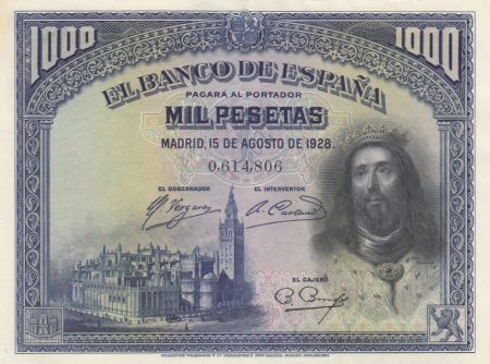 Espagne 1000 Pesetas Saint Fernando - 1928