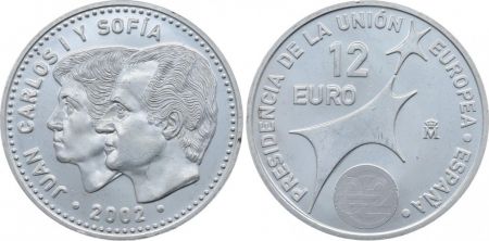 Espagne 12 Euros Juan Carlos et Sofia - Présidence Union Européene 2002