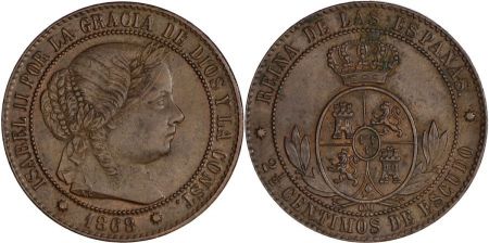 Espagne 2,5 Centimos - Isabelle II - 1868 OM
