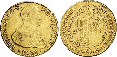 Espagne 2 Escudos Ferdinand VII - Armoiries 1809 S Seville