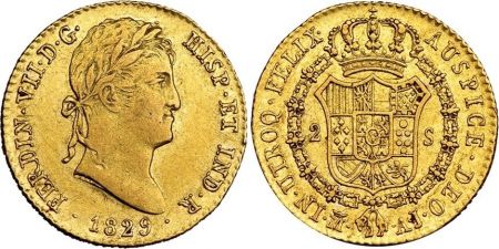 Espagne 2 Escudos Ferdinand VII - Armoiries 1829 AJ Madrid