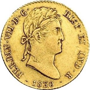 Espagne 2 Escudos Ferdinand VII - Armoiries 1830 AJ Madrid