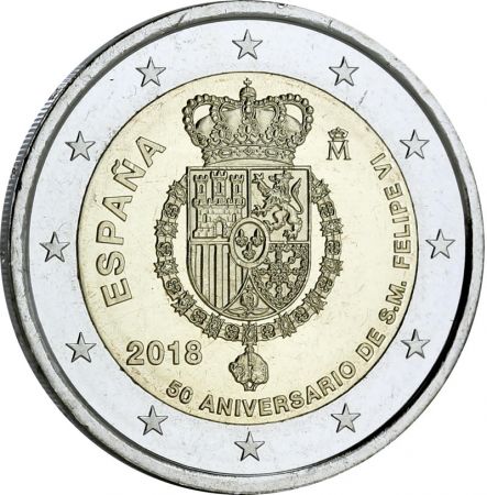 Espagne 2 Euros Commémo. Espagne 2018 - 50 ans ROI FELIPE VI