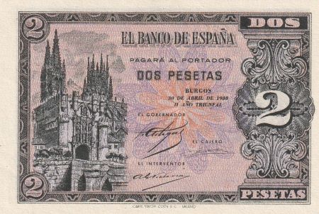 Espagne 2 Pesetas - Eglise gothique de Burgos - 1938 - Série C - P.109