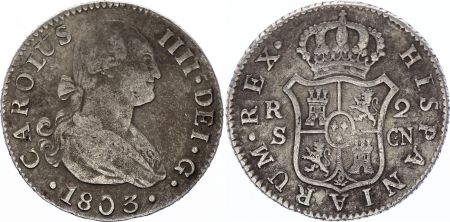 Espagne 2 Reales Charles IV - Armoiries - 1803
