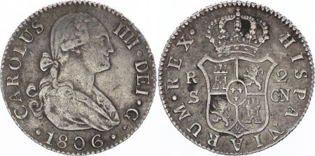 Espagne 2 Reales Charles IV - Armoiries - 1806 CN