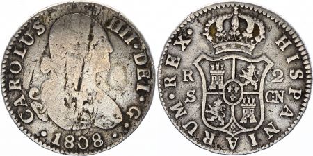 Espagne 2 Reales Charles IV - Armoiries - 1808