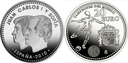 Espagne 20 Euros Juan Carlos et Sofia - Football FIFA 2010