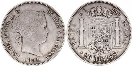 Espagne 20 Reales Isabelle II - Armoiries 1858 Madrid