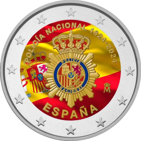 Espagne 200 ans de la Police Nationale  - 2 Euros Couleur Commémo. 2024