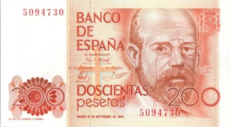 Espagne 200 Pesetas Leopoldo Garci de Las Alas - 1980