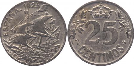Espagne 25 centimos - Alfonso XIII  -1925