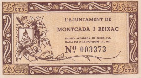 Espagne 25 Centims - Montcada I Reixac - 1937