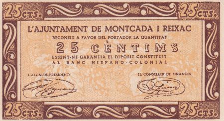 Espagne 25 Centims - Montcada I Reixac - 1937