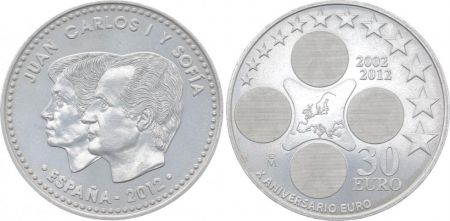 Espagne 30 Euros Juan Carlos et Sofia - 10 ans de l\'Euro 2012