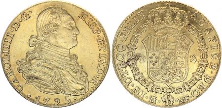Espagne 4 Escudos Charles IV - Armoiries 1795 M MF - Madrid Or