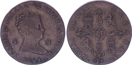 Espagne 4 Maravedis - Isabelle II - 1841- JA Jubia - KM.530 - Rare