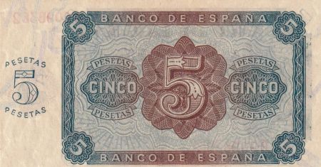 Espagne 5 Pesetas - Burgos - 1938 - Série B