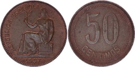 Espagne 50 centimos - Femme assise  -1937