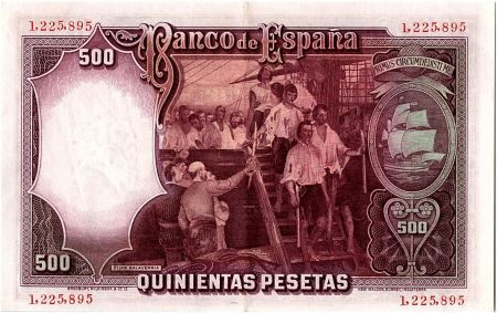 Espagne 500 Pesetas  -  J. S. de Elcano - 1931 - P.84 - SPL