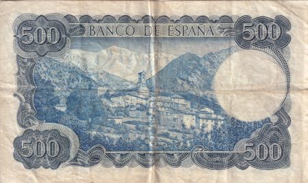 Espagne 500 Pesetas - Jacinto Verdaguer - Village de montagne - 1971 - Lettre P - P.153