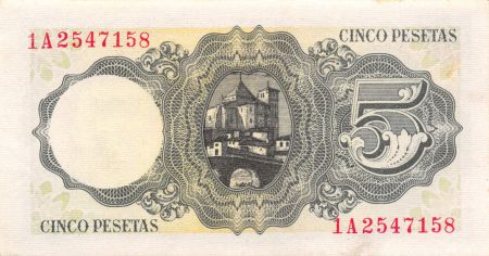 Espagne ESPAGNE - 5 PESETAS 16-08-1951