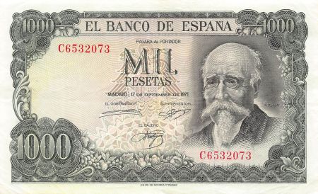 Espagne ESPAGNE   JOSE ECHEGARAY - 1000 PESETAS 1971