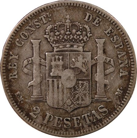 Espagne ESPAGNE  ALPHONSE XII - 2 PESETAS ARGENT 1879 EM M