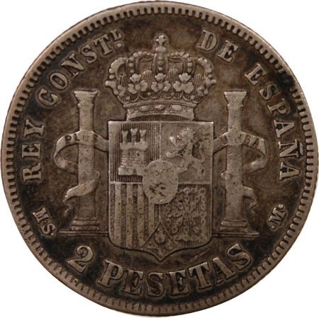Espagne ESPAGNE  ALPHONSE XII - 2 PESETAS ARGENT 1882 EM M